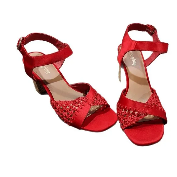 Fanylrobon Red Cloth Shoes Anthropologie Sandals - Picture 3 of 12
